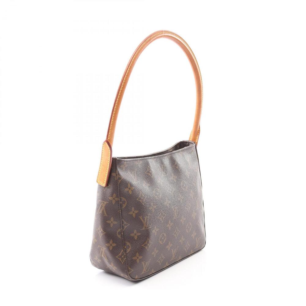 Louis Vuitton Brown Bag Shoulder Monogram Canvas Leather Looping